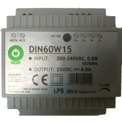 Zasilacz na szynę DIN60W15 15V 4A 60W za HDR-60-15
